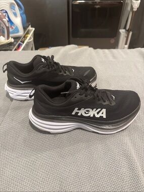 Hoka Bondi 8 Men's Black and White Running Shoes -
